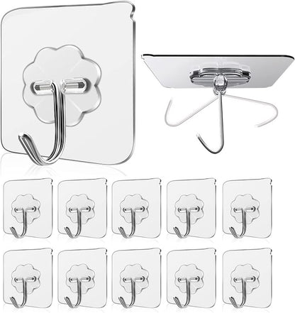 10PCS Heavy-Duty Transparent Self-Adhesive Wall Hooks | No Drill Waterproof Multipurpose Hooks10PCS Heavy-Duty Transparent Self-Adhesive Wall Hooks | No Drill Waterproof Multipurpose Hooks