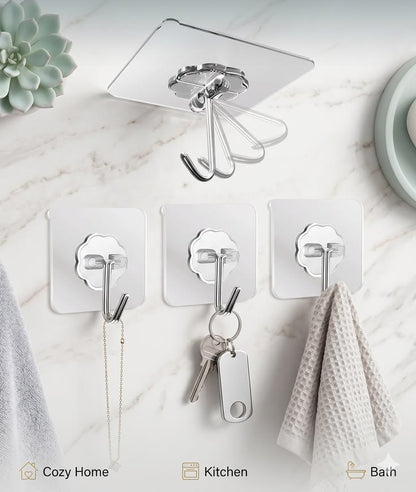 10PCS Heavy-Duty Transparent Self-Adhesive Wall Hooks | No Drill Waterproof Multipurpose Hooks10PCS Heavy-Duty Transparent Self-Adhesive Wall Hooks | No Drill Waterproof Multipurpose Hooks